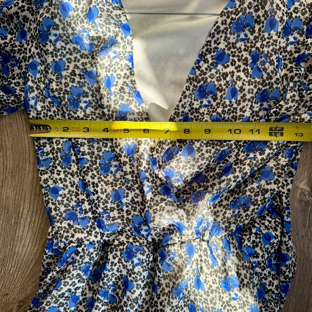 Express Blue and White Floral Long Sleeve Dress - Picture 7 of 9